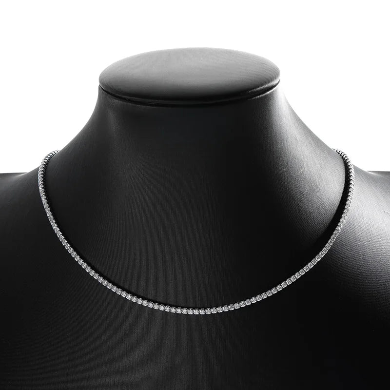 TBCYD 2MM D Color Moissanite Tennis Necklace Choker For Women S925 Silver Diamond Adjustable Neckband Chain Fine Jewelry Gifts