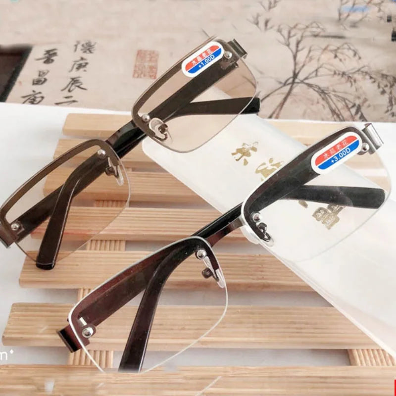 High-quality Half-frame Reading Glasses for Mens Natural Original Stone Presbyopia Glasses очки для чтения мужские +2.0