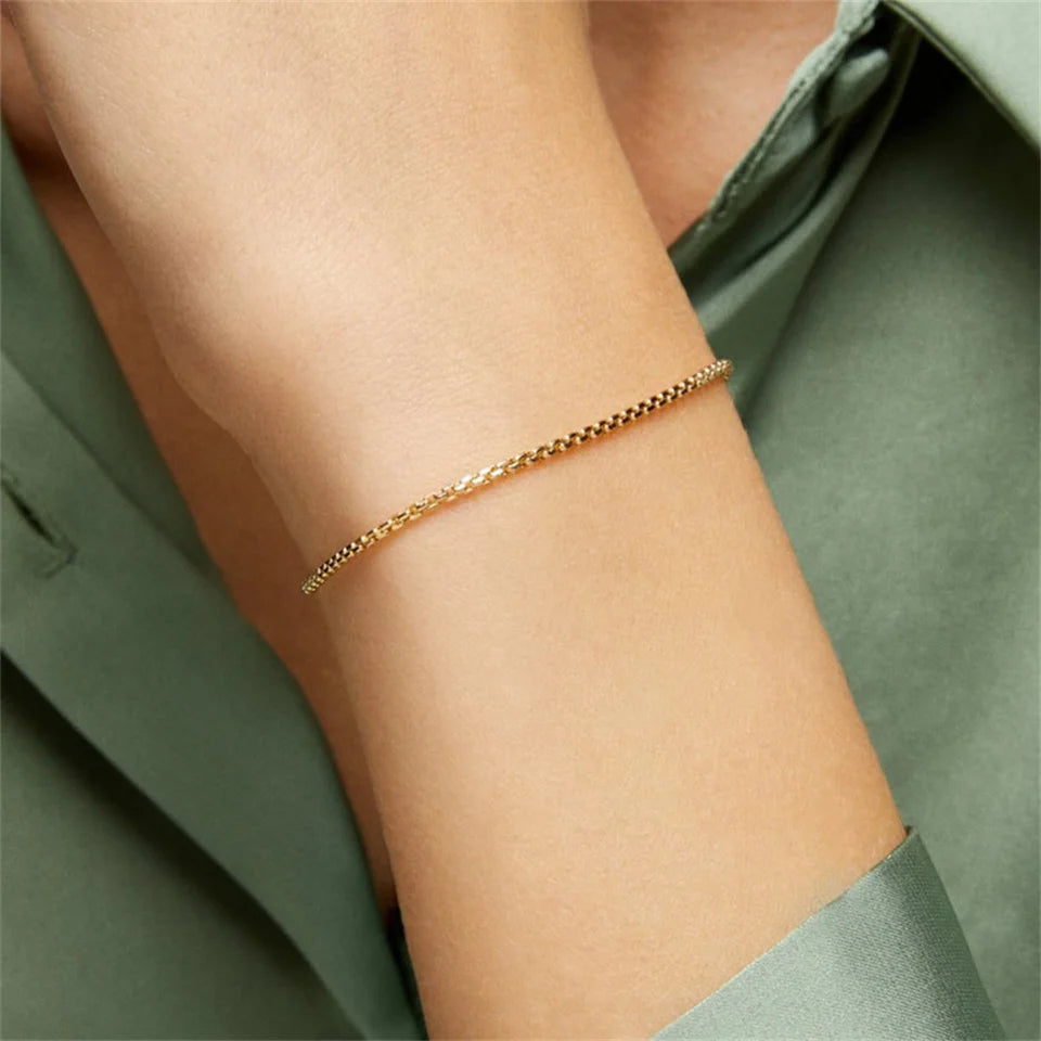 eManco Women Trend Classic Snake Chain Bracelet Gold Color Width 2/3/4/5MM Stainless Steel Chain Bracelet For Women Jewelry Gift