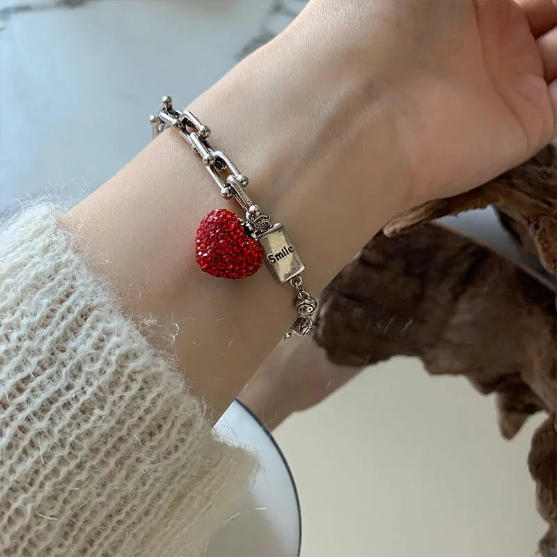 VENTFILLE 925 Sterling Silver Thai Silver Bracelet for Women Vintage Geometric Heart Love Lucky Punk Jewelry 2023 New Dropship