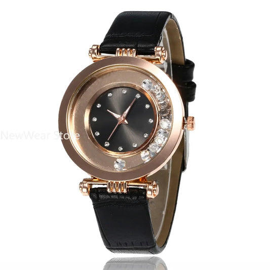 Fashion Luxury Watches for Women Stylish Elegant Leather Strap Buckle Rhinestones Ladies Female Wrist Watch Clock Montre Femme