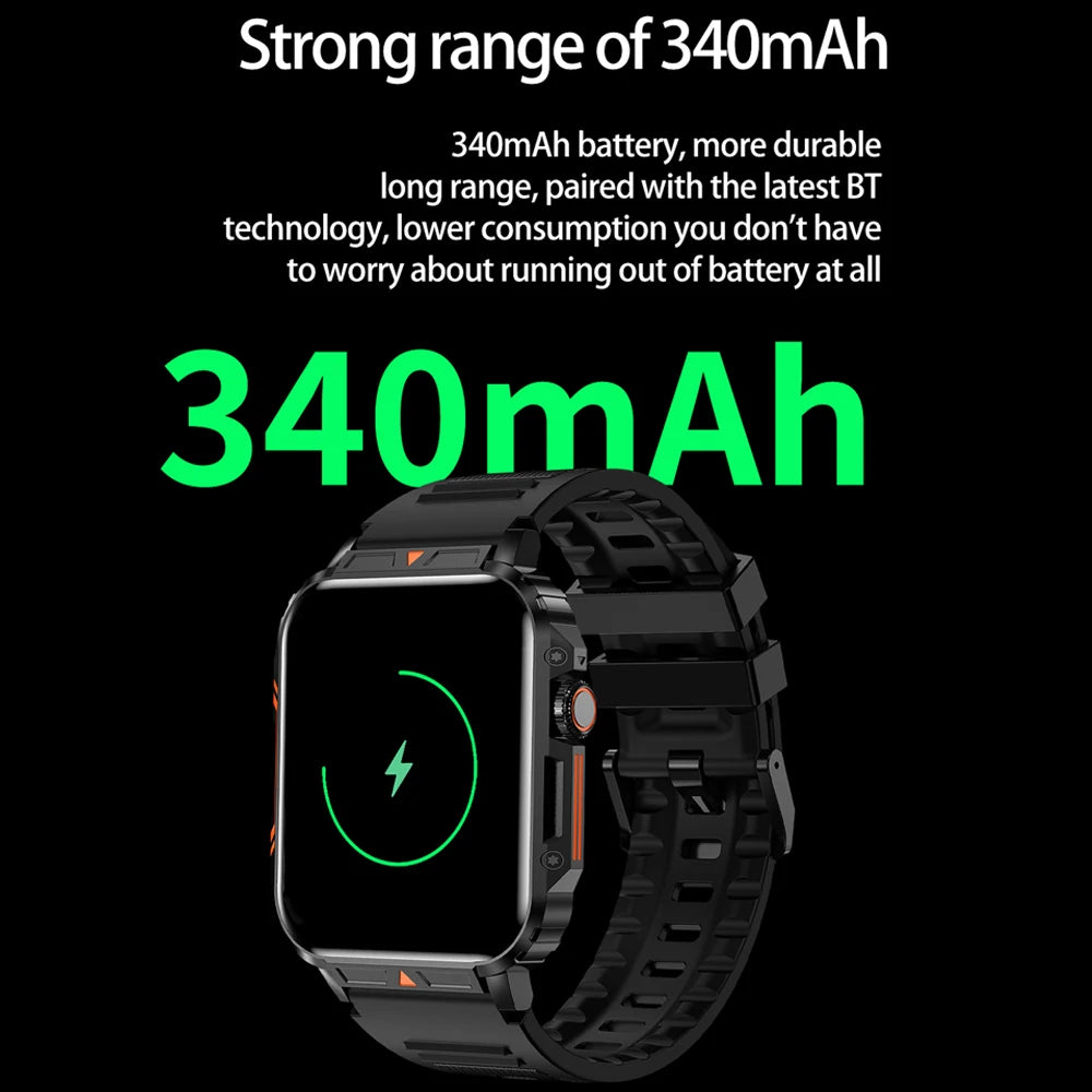 New Outdoor Sport Smart Watch Men 1.95 Inch Screen GPS Trajectory Health Monitor Fitness Waterproof Bluetooth Call Smartwatch