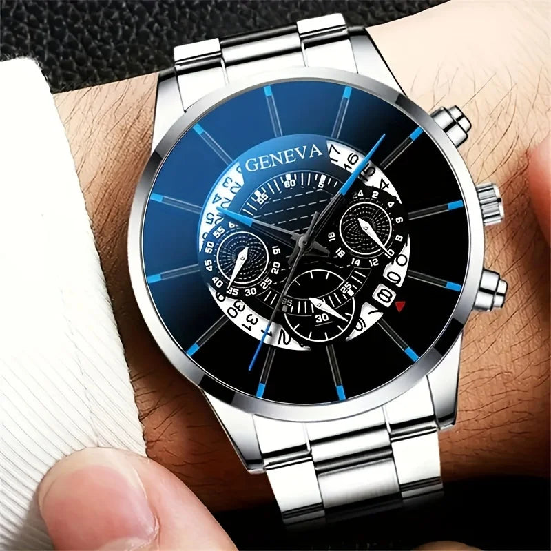 1/3pcs/set, Fashion Men's Business Calendar Watch & Bracelet & Eagle Pendant Necklace, Ideal Gift Choice