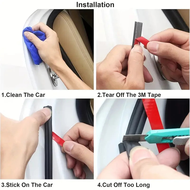 1pc 16.4 FT Long Universal Self Adhesive Auto Rubber Weather Draft Seal Strip, Weatherstrip For Car Window And Door