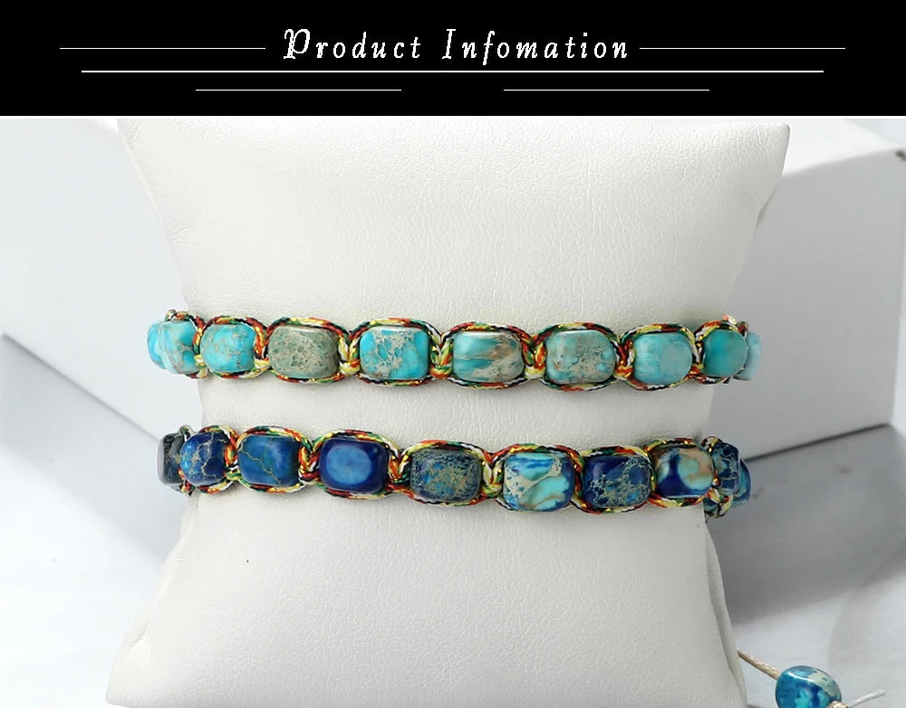 Bohemian Imperial Stone Beaded Bracelet Handmade  Braided String Bangles Friendship Jewelry Gift Vintage Design Strand Bracelets