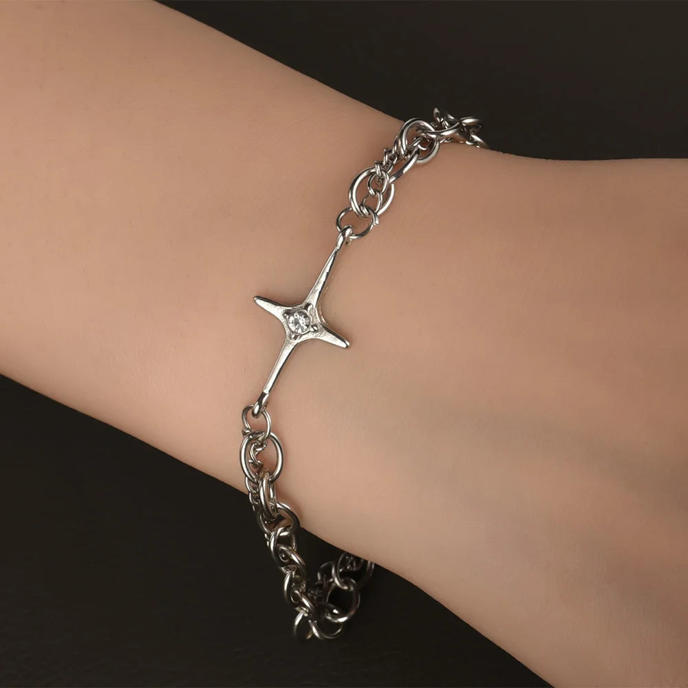 Six-Pointed Star Bracelet Punk Bracelets Hip Hop Y2K Jewelry Man Trendy Aesthetic Multilayer Bangles for women charm bracelet