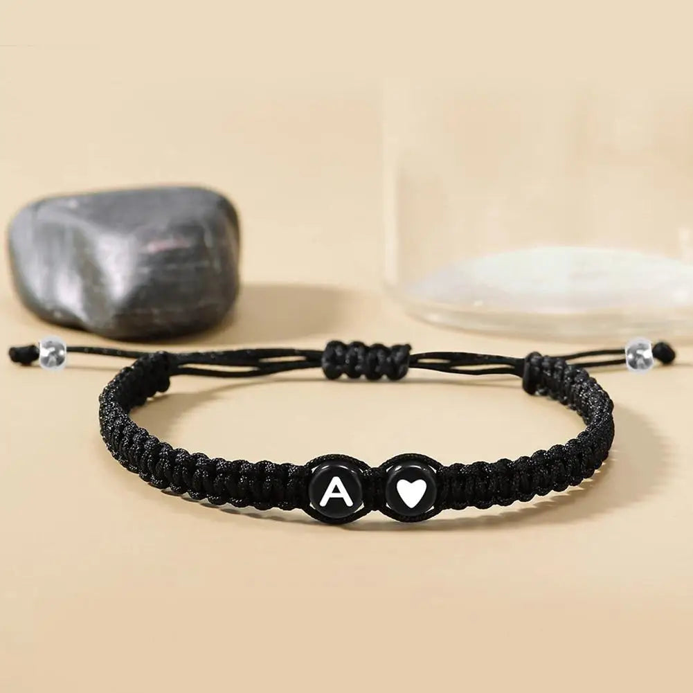 26 Letters Initial Heart Bracelets Handmade Adjustable A-Z Name Braided Bracelet For Women Men Friendship Couple Bracelet