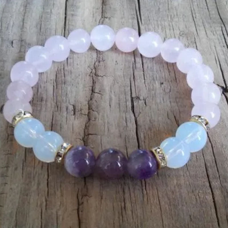 Black Tourmaline, Hematite, Rose Quartz & Lepidolite Bracelet/Healing, Depression, Anxiety, Protection, Empath Bracelet