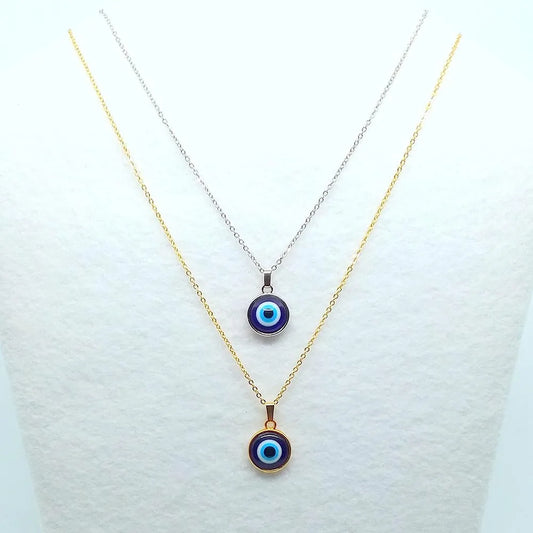 Simple Evil Eye Thin Pendant Women Jewelry Necklace Turkish Lucky Fashion Gold Color Choker Chain Round Heart Female Friend Gift