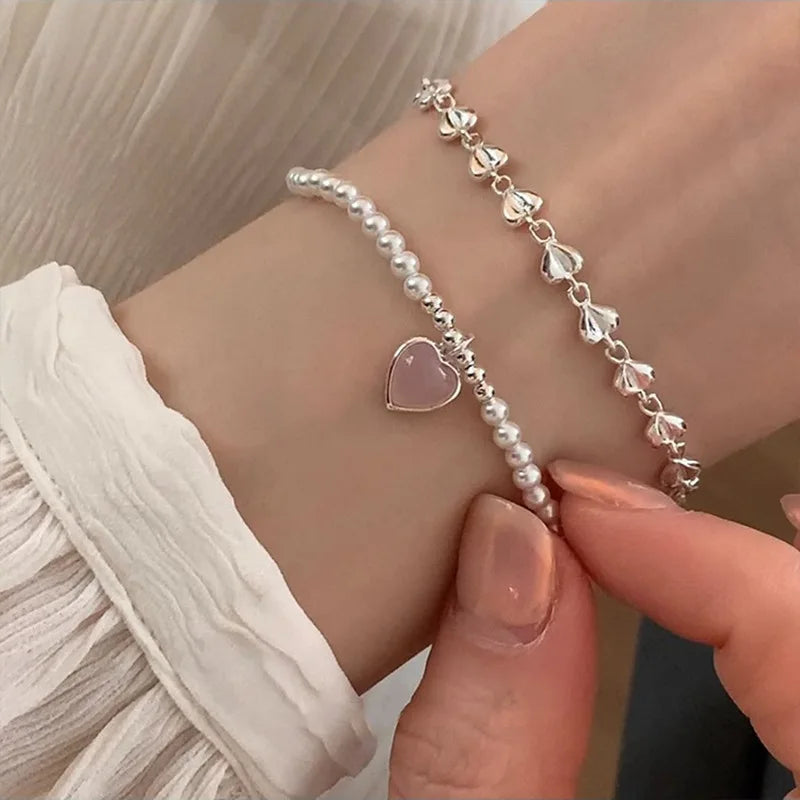 VENTFILLE 925 Sterling Silver Pearls Bamboo Knots Bracelet for Women Girl Simple Korean Jewelry Birthday Gift Dropshipping