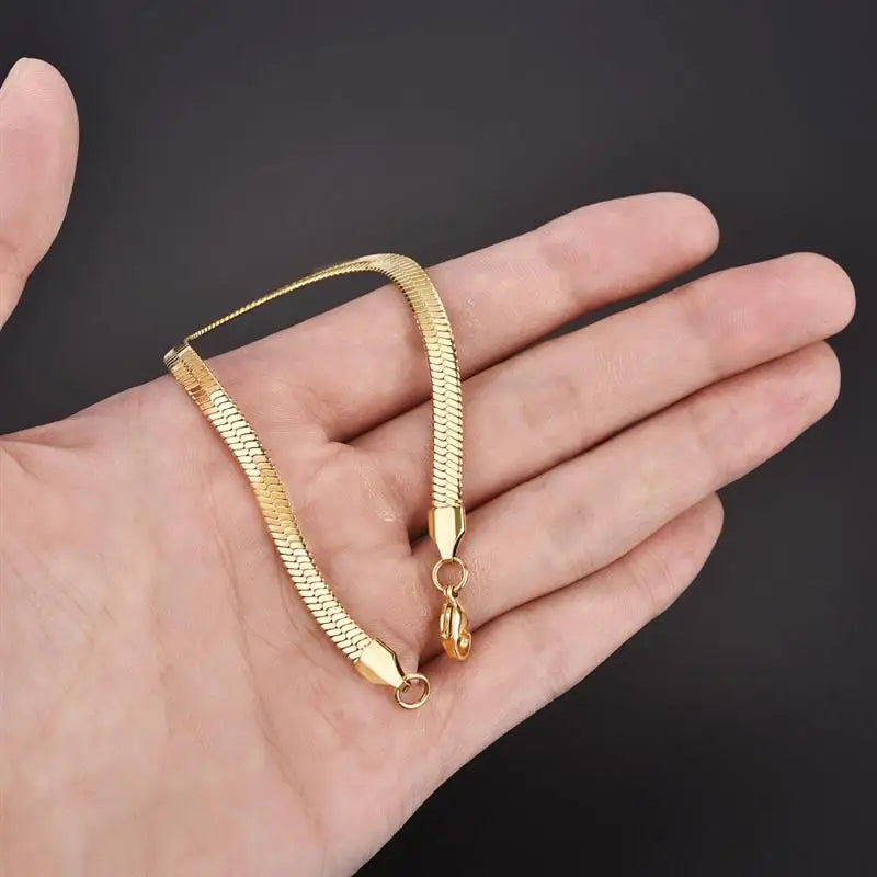 3/4/5MM Stainless Steel Snake Chain Bracelet For Women Men Classic Gold Color Charm Bracelets Jewellery Wholesale Dropshipping