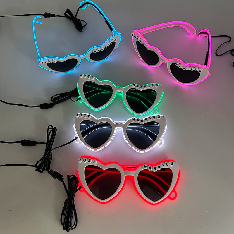 LED Just Married Glasses Wedding Party Bridal Shower Bride To Be Gift Wedding Decorations For Ceremony Light Married Sunglasses