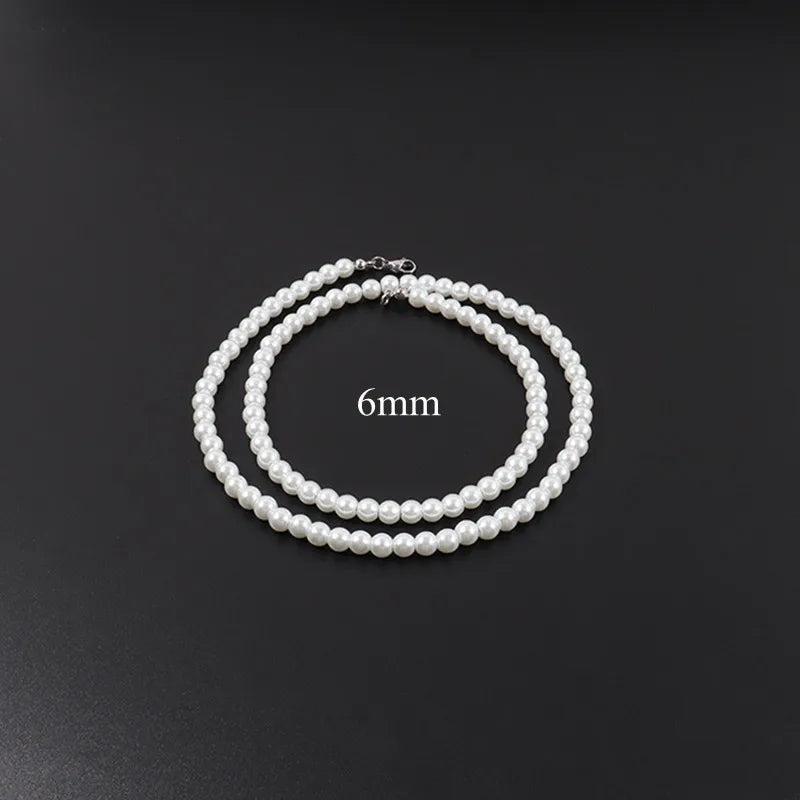 New Trendy Imitation Pearl Necklace Men Temperament Simple Handmade Strand Bead Necklace For Women Jewelry Gift Wholesale Jewelr