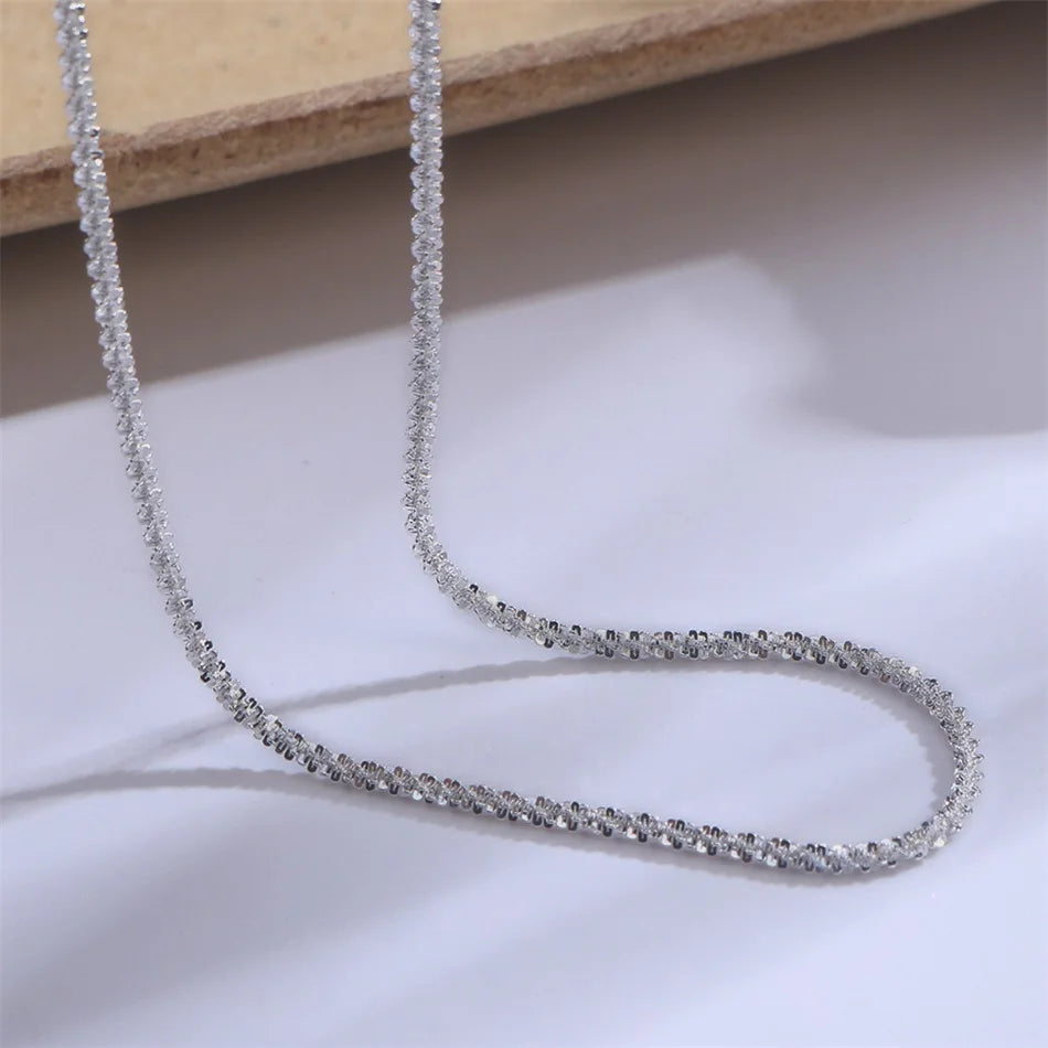 eManco 316 Stainless Steel Cauliflower Chain Necklace 2.4MM Fine Flash Necklace Holiday Gift