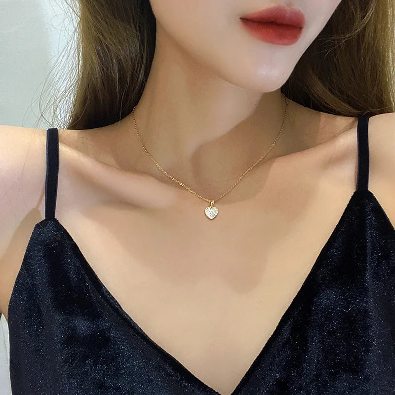 XIYANIKE 316L Stainless Steel Gold Color Love Heart Necklaces For Women Chokers 2021Trend Fashion Festival Party Gift Jewelry