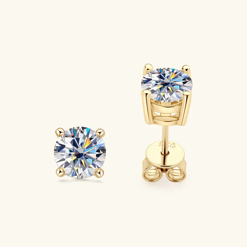 6.5mm 3.0cttw D Color Moissanite Jewelry Set 18K Gold Plated Silver 925 Stud Earrings Pendant Necklace for Women Gift Birthday