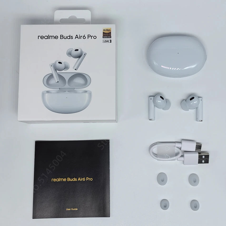 Global Version realme Buds Air 6 Pro TWS Earphone 50dB Active Noise Cancelling TWS Earphone LDAC IP55 40 Hours Battery Life