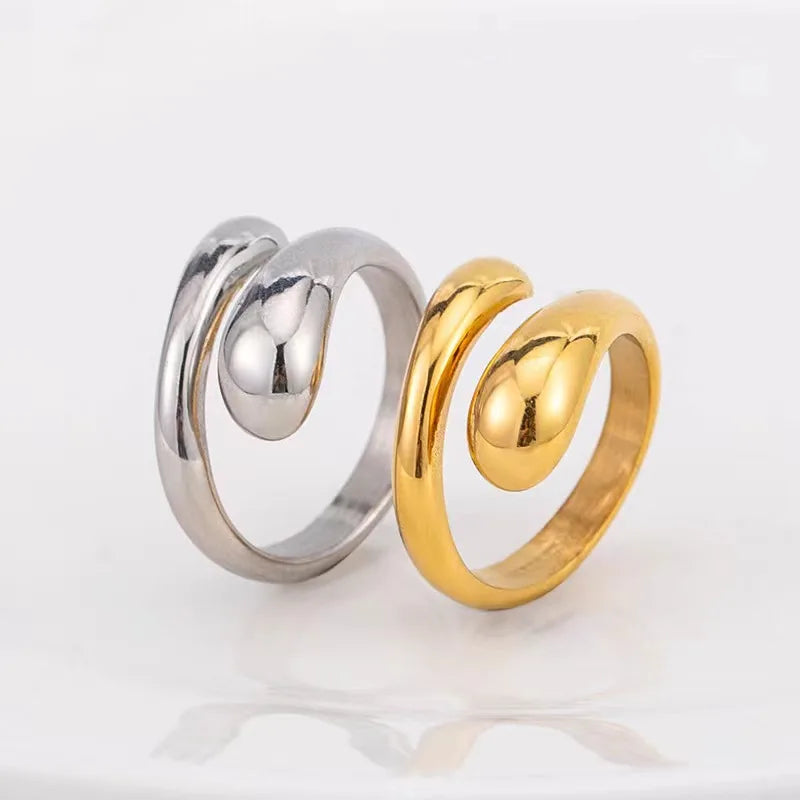 1PC INS Fashion Gloss Stainless Steel Ring, Irregular Opening Adjustable Ring, Personalized Jewelry for Couples