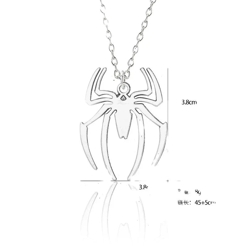 Spider Punk Pendants Chain Mens Necklaces Silver Color Neck Chain Gothic Couple Streetwear Gifts