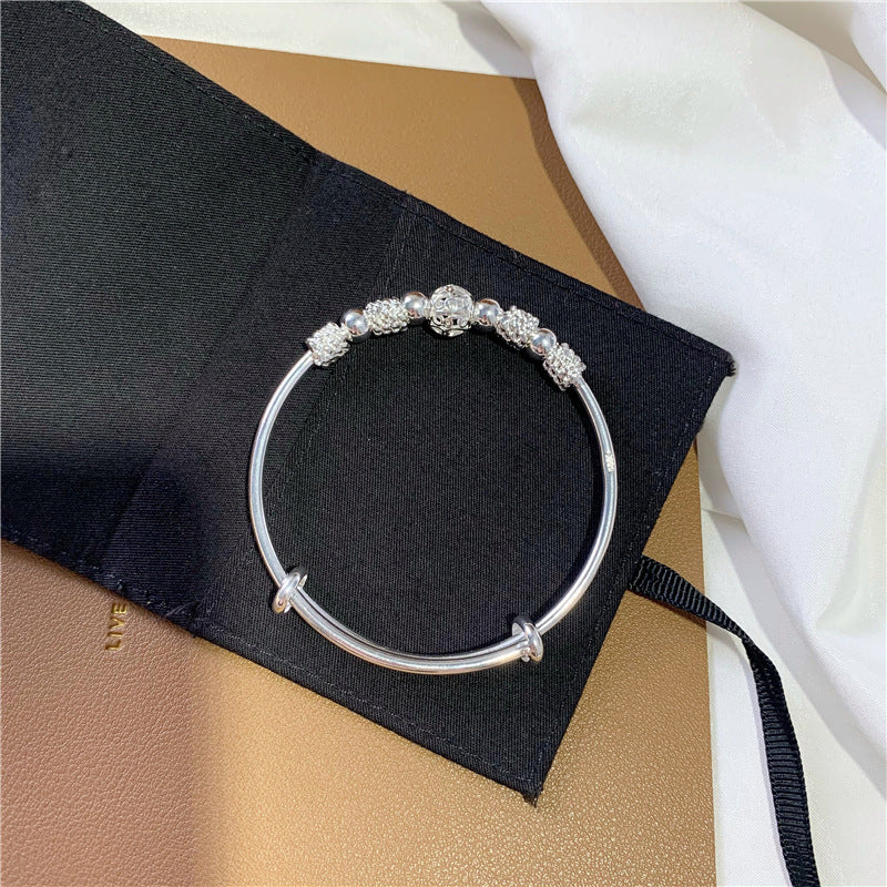 New Korean Fashion 925 Sterling Silver Lucky Beads Bangles for Women Bracelets Luxury Designer Party Wedding Jewelry Gifts