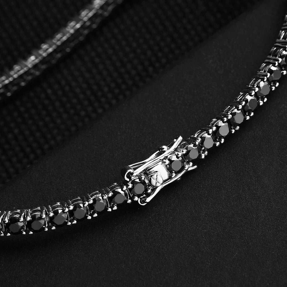 EWYA GRA Certified Real 3/4/5/6.5MM Full Black Moissanite Tennis Bracelet for Women Men S925 Silver Link Bracelets Fine Jewelry