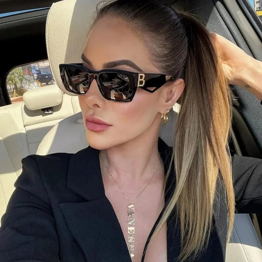 2024 New Fashion Square Sunglasses Women Personality B Word Trend Sunglasses Ins Sunglasses Ladies Gafas De Sol Mujer