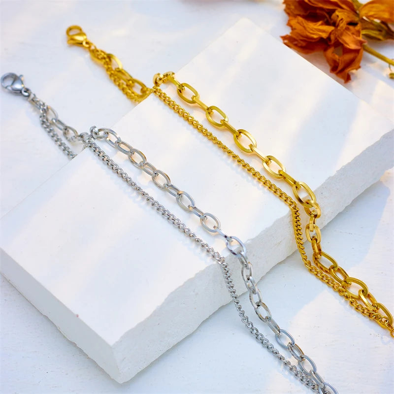 MEYRROYU 316 Stainless Steel Butterfly Heart Belt Twist Multilayer Chain Bracelet For Women Jewelry Party Gifts Bijoux Pulsera