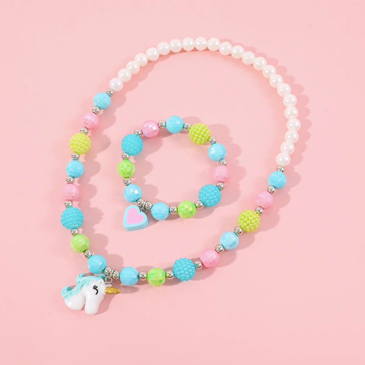 Cute Rabbit Pendant Necklace For Girls Bear Heart Beads Necklace For Children Fashion Jewelry Accessories 2023 Wholesale Trendy