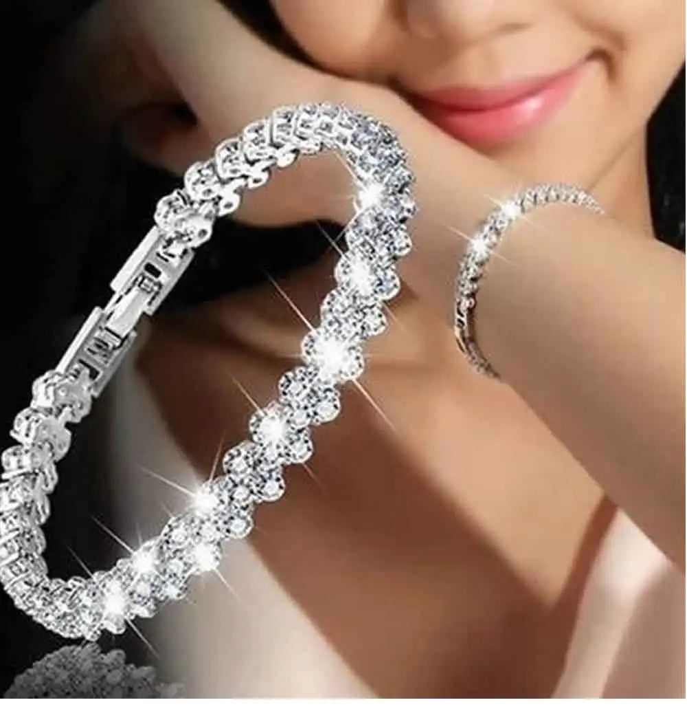 Luxury Cubic Zirconia Crystal Tennis Bracelets For Women Men Gold Color Silver Color Bracelet Chain Jewelry Gifts