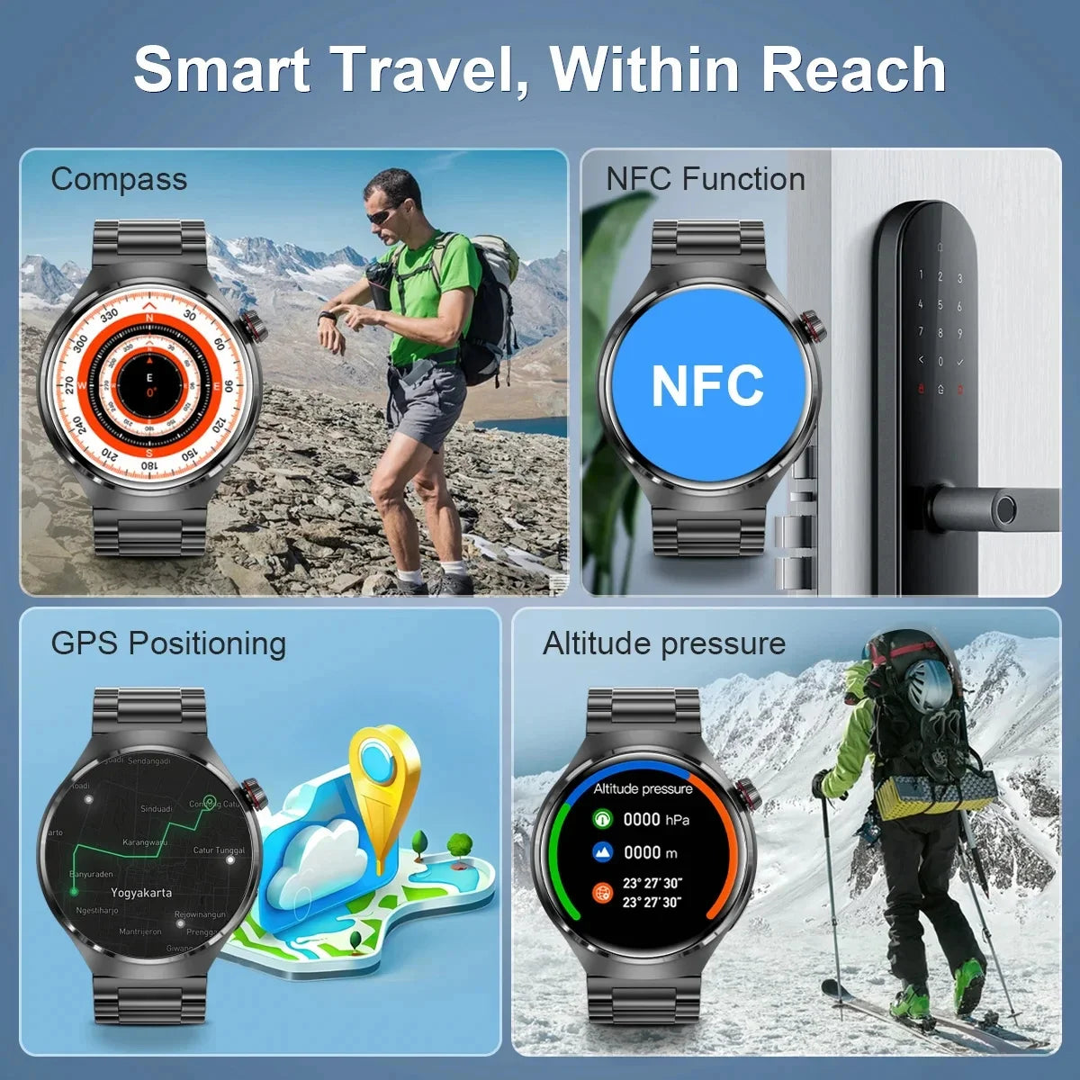 Smart Watch Bluetooth Call IP68 Waterproof NFC Smart Watch Men AMOLED HD Screen Heart Rate Sleep GPS Tracker For Watch GT4 Pro