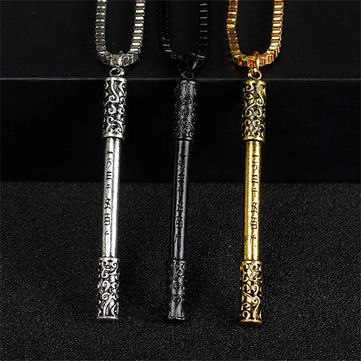 Black Myth Monkey King Sun Wukong Golden Cudgel Stick Bar Shaped Necklace For Women Men Jin Gu Bang Stick Choker Punk Jewelry