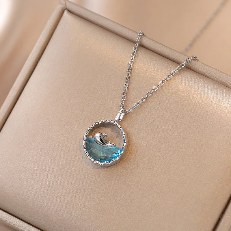 Beautiful and Fashionable, This Life Has You, Meaning Rhinestone Whale Pendant Necklace for Women, Perfect HolidayGift for Girls