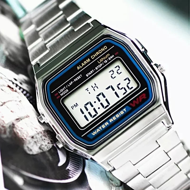 2024 F91W Steel Strap Watches for Women Watch Men Business Clock Multifunction LED Digtal Sports Wrist Watch Electronic Clock