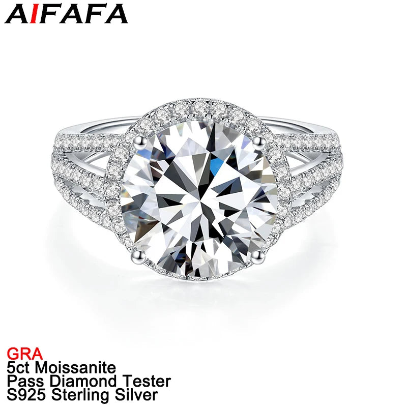 5 Carat D Color Moissanite Rings for Women Moissanita 100% 925 Sterling Silver Wedding Ring Fine Jewelry Pass Diamond Test GRA