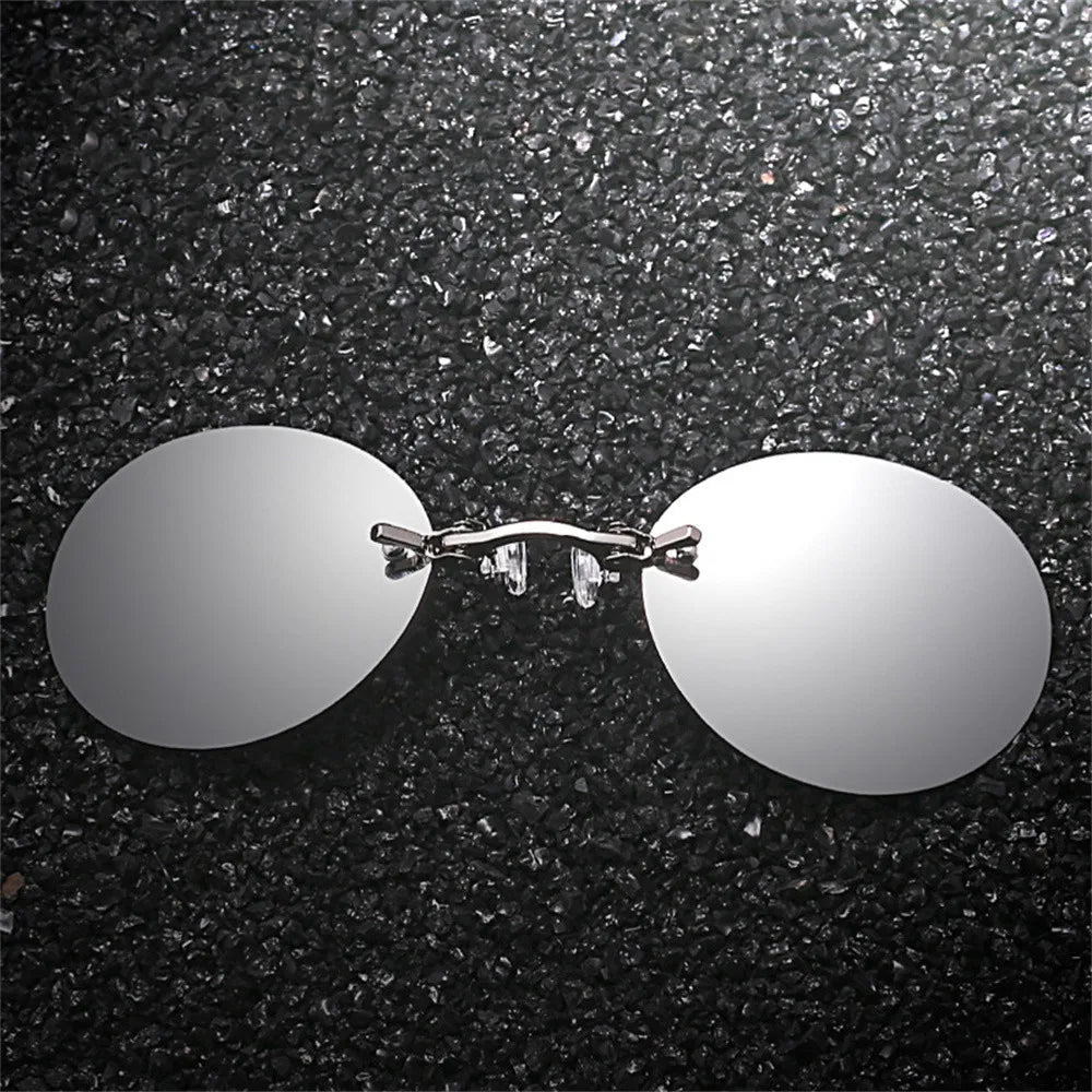 Clip On Nose Glasses Matrix Morpheus Sunglasses Round Rimless Clip-On Driving Glasses Vintage Men Eyeglasses UV400