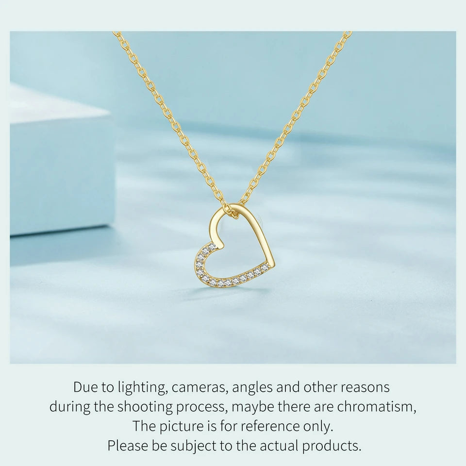 BAMOER Genuine 925 Sterling Silver The shape of love Chain Necklace for Women, Godl Plated Heart Necklace 3 Color 18.11''