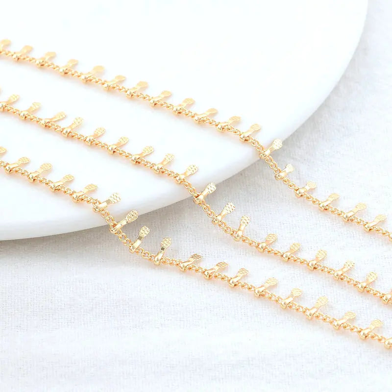 14K Gold Color Plated Brass Round Star Link Chains Necklace Chains High Quality Jewelry Accessories