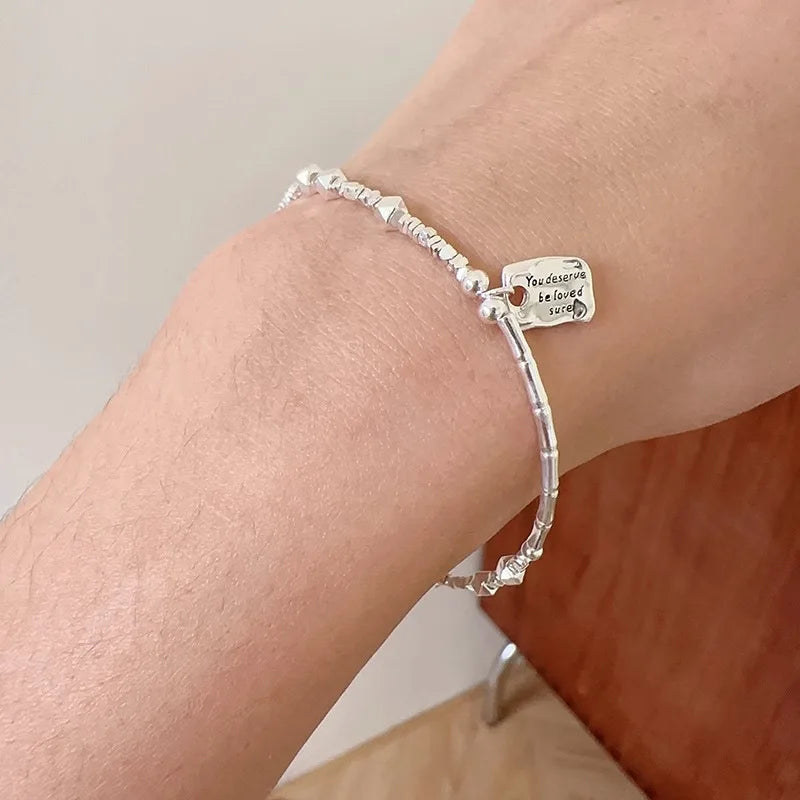 VENTFILLE 925 Sterling Silver Thai Silver Bracelet for Women Vintage Geometric Heart Love Lucky Punk Jewelry 2023 New Dropship