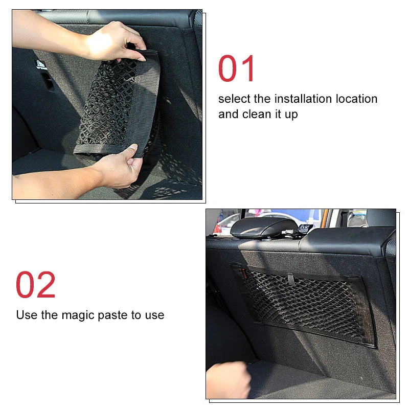 Car Accessories Organizer Net Mesh Seat Elastic Magic Storage For Baseus Car Stuff Byd Rav4 2023 Accessories Xc60