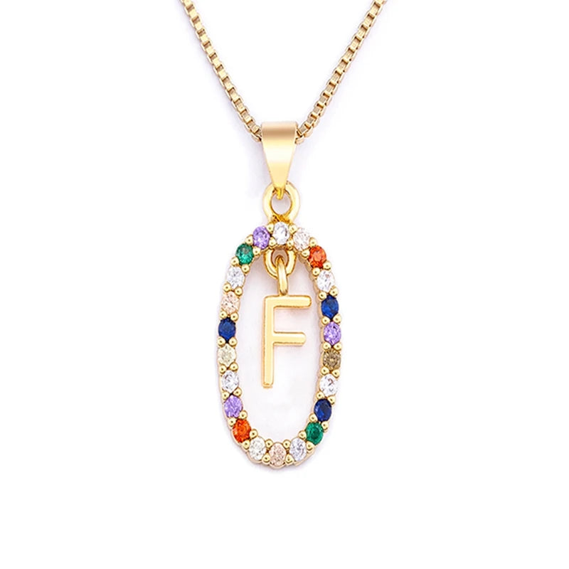 26 English Letters Pendant Necklace Zircon Fashion A - Z Initial M S C K Trendy Alphabet Long Chain For Women My Name Jewelry