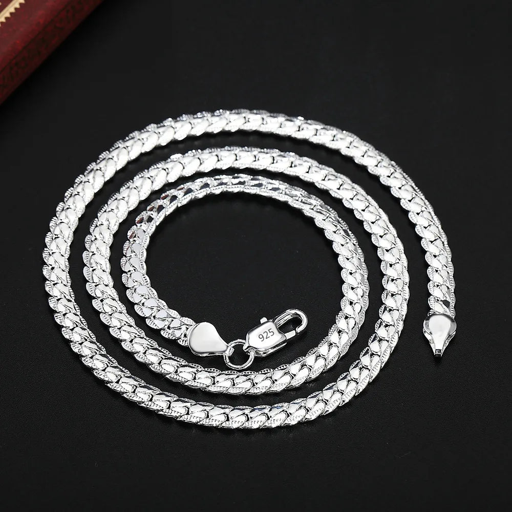 40-60cm Noble brand 925 Sterling Silver classic 6mm Chain Necklace For Woman Men 16-24inch Fashion Wedding party fine Jewelry