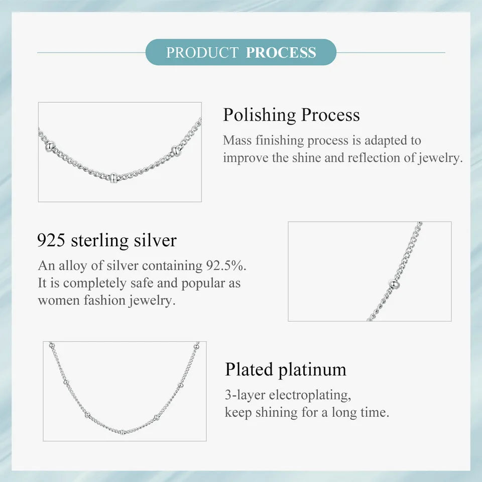 WOSTU 925 Sterling Silver Plated Gold Simple Basic Clasp Chain Necklace For Women Wedding Party Fine Fashion Jewelry Gift Making