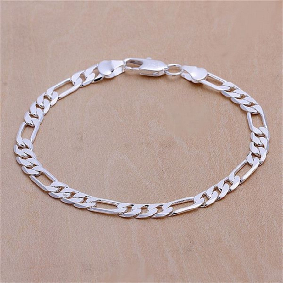 925 Sterling Silver Exquisite Solid Chain Bracelet Fashion Charm Women Men Solid Wedding Cute Simple Models Jewelry