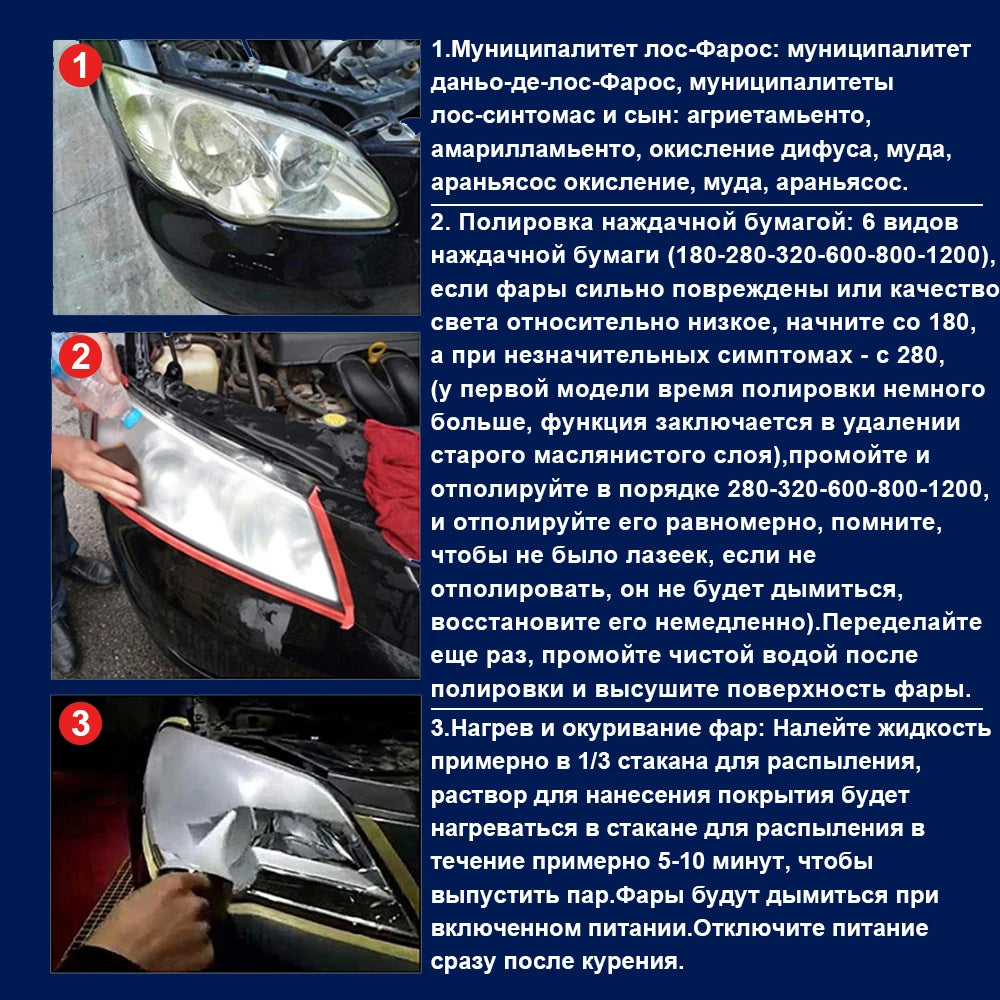 Car Headlight Restoration Kit Car Accessories Headlight Repair Polish Kit Headlamp Anti-Scratch Detailing Cleaning Maintenance