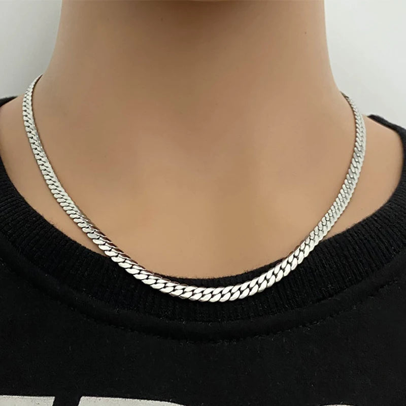 Cuban Link Chain Necklace Stainless Steel Long Chain For Men Women Jewelry Gifts