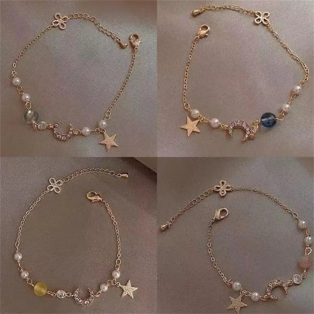 Girl Korean Charming Bracelet Women Golden Moon Stars Stylish Limited Edition Party Wedding Party Bracelet Jewelry Accessories