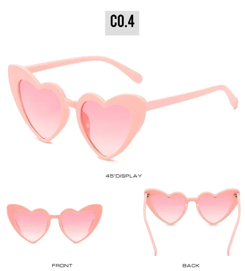 Kids Cute Heart Shaped Sunglasses Red Black Lens Frame Fashion Girls Sun Glass Outdoor Beach Spectacles