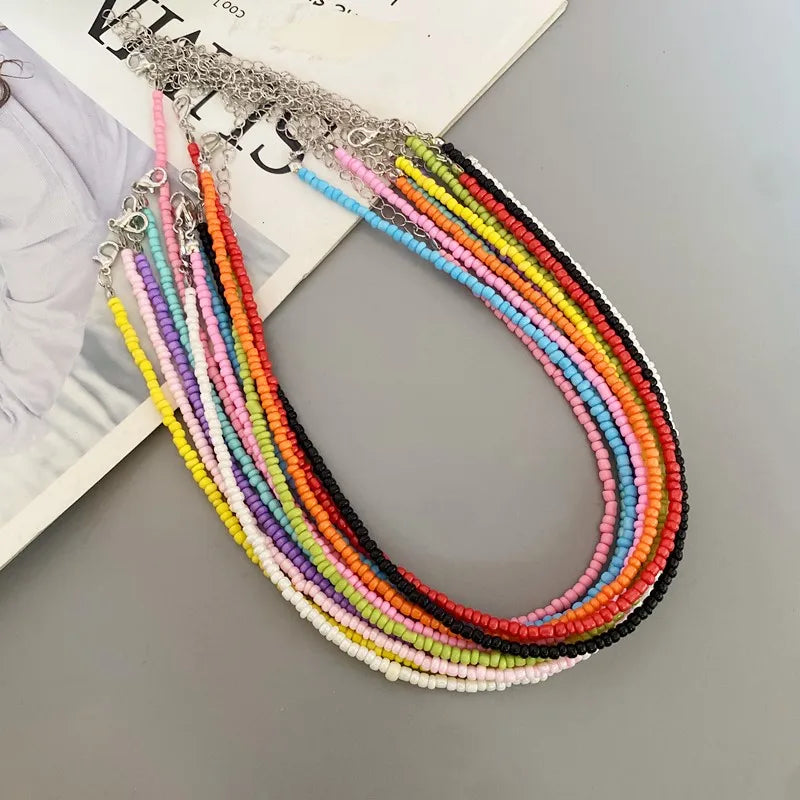 New Seed Beads Bohemia  Choker Chain Fashion  Charm Collar Colorful Handmade Colar Collar Necklace Jewelry Femme