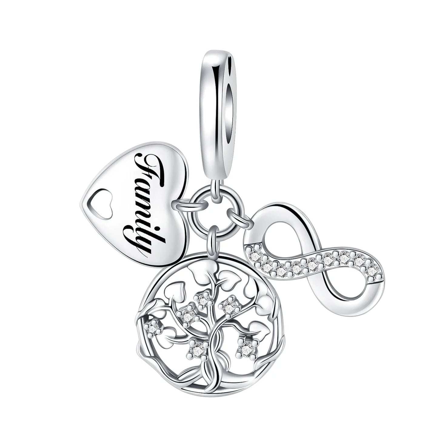 925 Sterling Silver Family Tree of Life Cross Hollow Pendant Charm Fit 4MM hole diamete Charms Bracelets Women DIY Jewelry Gift