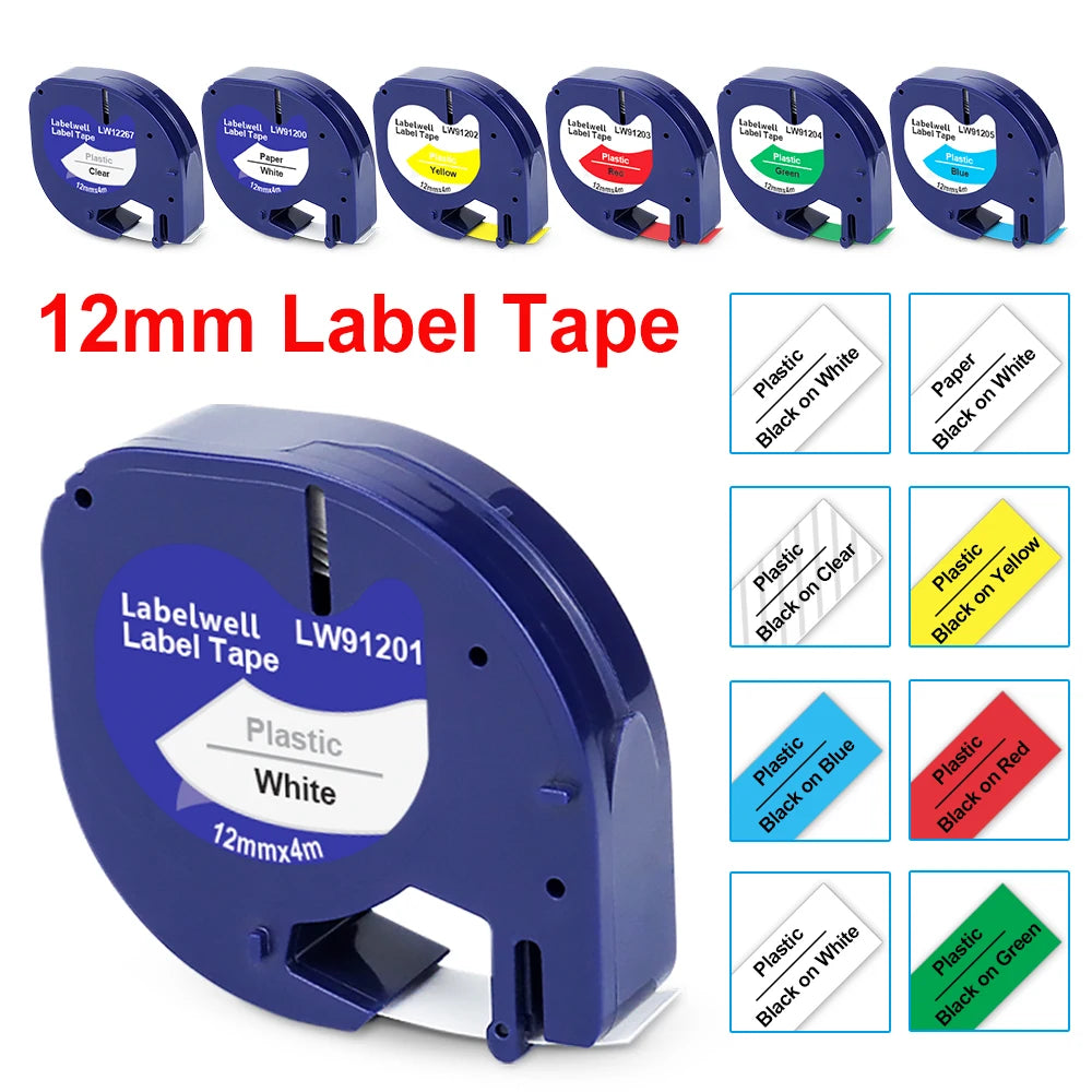 1Pcs 91201 Compatible Dymo Letratag Label Tape 12267 91200 91202 91203 91204 91205 for Dymo Letratag LT-100H LT-100T Label Maker